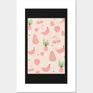 Pink Fruits Posters and Art